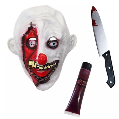 £12.99 • Buy Clown Mask Scarred Halloween Set Latex Killer Scary Horror Fancy Dress Party
