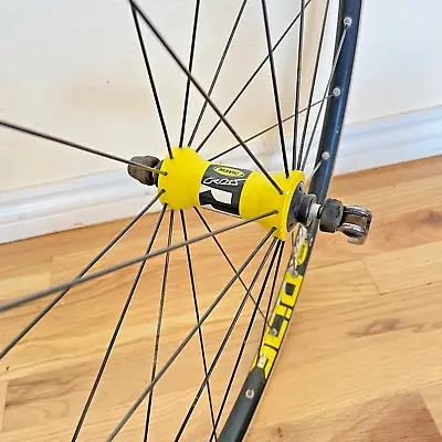 Mavic CrossRide 26” Inch Front Wheel Yellow Wheelset Hubs Vintage Retro MTB 100 • $99.95