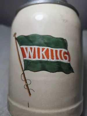 Antique Mettlach Stein WIKING 1/2 L.    Inscribed Lid And Dated 1912 • $39