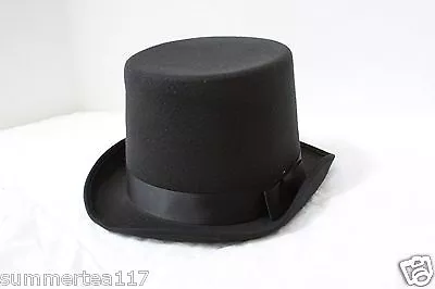 Black Top Hat Felt Magician Coachman Steampunk Victorian Halloween  G1327 • $18.99