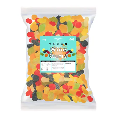 Candycrave Vegan Wine Gums Gummy Jelly Pick N Mix Party Sweets Full Bulk Bag 2kg • £12.99