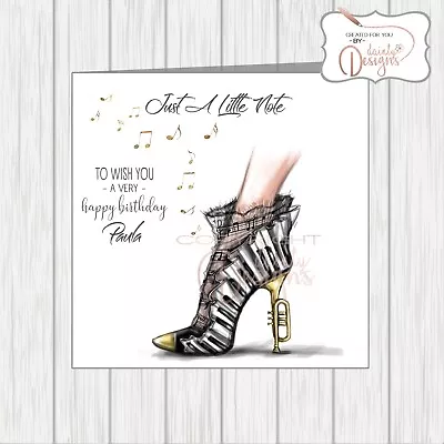 Personalised Musician Birthday Card For Music Lover High Heel Shoe Piano Trumpet • £3.25