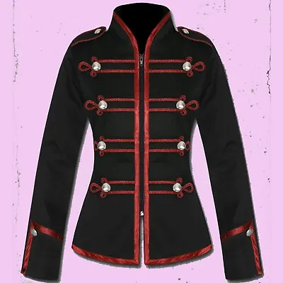 Criminal Black Wine Red Steampunk Goth Victoria Military Parade Jacket • £158