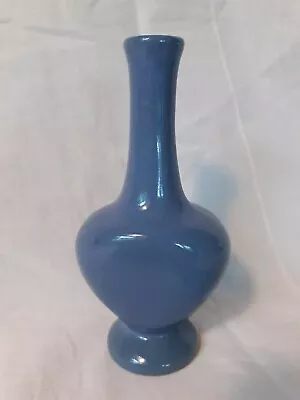 Vintage Zanesville Stoneware Pottery  Gloss Blue Perfume Bottle/Bud Vase • $28