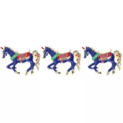  Set Of 3 Horse Brooch Zinc Alloy Man Decorative Pin For Men Suit Aesthetic • £11.48