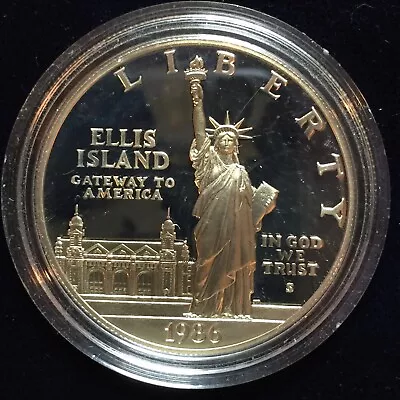 Ellis Island 1986-S Silver Proof Commemorative $1 Dollar with Box & COA • $29.95