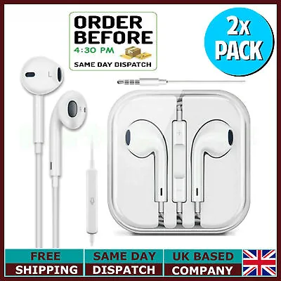 Earphones For Apple IPhone 6 6s Plus 5s IPad Headphones Handsfree With Mic 3.5MM • £2.99