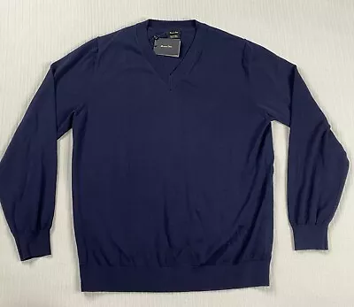 ZARA Massimo Dutti Navy V Neck Knit Sweater Mens L • $41.43