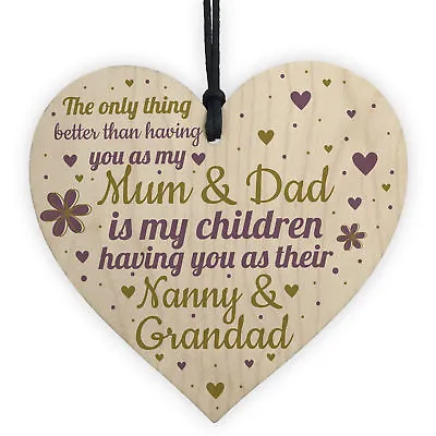 £3.99 • Buy Gifts For Mum Dad Nan Nanny Grandad Wooden Heart Plaque Birthday Christmas Gift