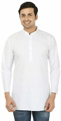 £16.46 • Buy White Cotton Short Mens Kurta Shirt Indian Clothing Fashion Cotton India Dress