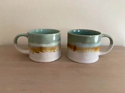 Bosmarlin Ceramic Coffee Mug Set Of 2 15 Oz Big Stoneware Tea Cup Beach Jumbo • $34.99