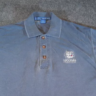 UCONN Huskies Shirt Mens Small Blue Polo Stonewashed Faded Pique NCAA S • $13.98