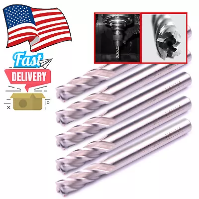 5x 4-Flute End Mill Bits HSS CNC 1/4  Shank Drill Bits Cutter For Aluminum Steel • $11.49