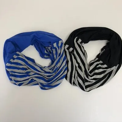 Soybu Infinity Scarf Lot Blue Black Stripe Stretch Activewear Womens One Size • $10