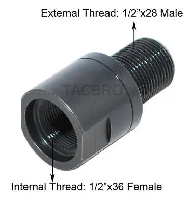 1/2x36 To 1/2x28 Steel Muzzle Adapter Convert 1/2x36 To 1/2x28 W/ Washer • $14.99