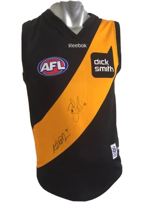 $150 • Buy Signed Richmond Tigers Guernsey Jersey AFL Reebok SML Ben Cousins Nathan Brown