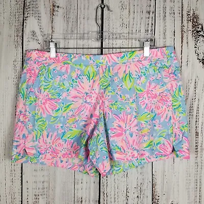 Lilly Pulitzer LARGE Blue Peri SUNRISE BAY OCEAN VIEW SHORTS Pull-On 5  NWT • $59