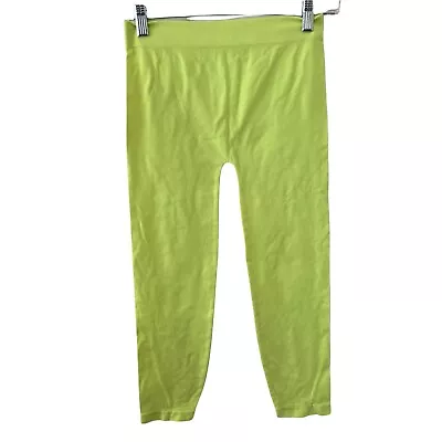Mopas Leggings Womens One Size Stretch Capris Neon Yellow Hi Rise • $12