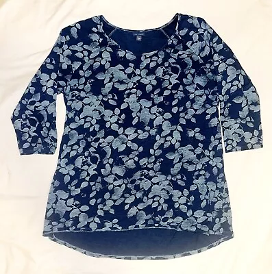 PureJILL/ J JILL- Brand:  3/4 Sleeve Pullover Indigo Cotton Pattern Top: Blue XL • $15