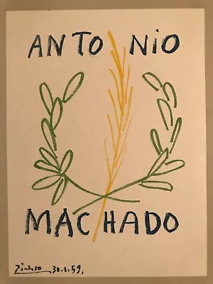 $55 • Buy 1959 Pablo Picasso Poster  Antonio Machado  Original Lithograph Plate-signed