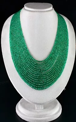 Natural Zambian Emerald Beads Faceted Round 14 Line 640 Carats Gemstone Necklace • $27225