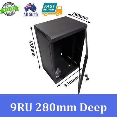 9U 9RU 10  10 Inch 280mm Deep Wall Mount Rack Cabinet Networking  • $129