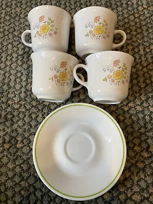 Vintage Corelle Spring Meadow Coffee / Tea Set Of 4 Cups 4 Saucers • $14