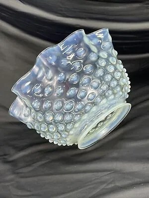 Antique Vaseline Glass Opalescent Gas Oil Lamp Shade Hobnail Ruffle Victorian 4” • $99.99