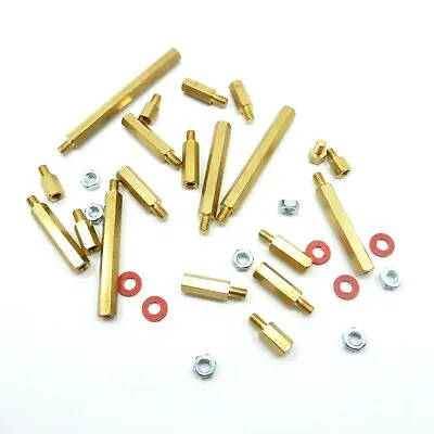 Hex M4 Male Pillar Standoff Hexagonal Brass With Nut And Washer Spacer Support • £3.73