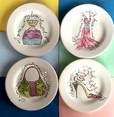 Rosanna El Swoon…Set Of Four Salad Plates Complete With Vanity Case Box & Liners • £19.99