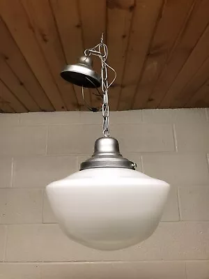 Antique Vtg School House Hanging Light Fixture Chandelier  43” Circumference • $160