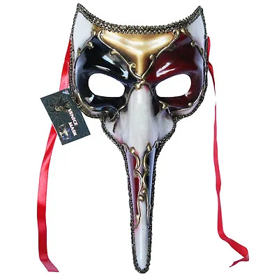 Red Venetian Long Nose Mask Masquerade Ball Prom Mardi Gras Halloween 11E1A • $7.99