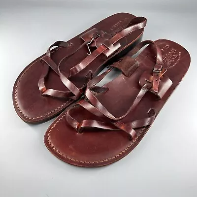 EUC Camel Holy Land Market Brown Leather Biblical Sandals Sz 50 ~ US 15.5 Mens • $35