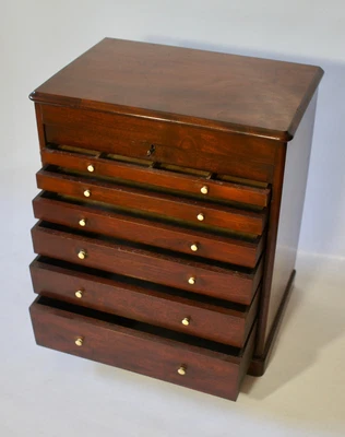 £950 • Buy 19th C Miniature Tambour Front Mahogany Chest , Collectors - Specimen Cabinet