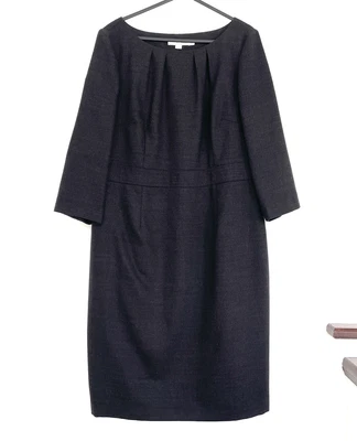 £25 • Buy Boden Shift Dress UK 16 R Grey 98% Wool Work Office