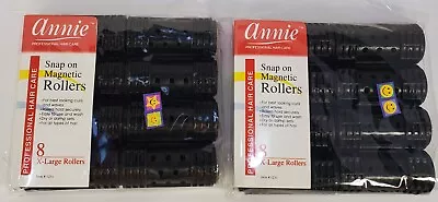 2 Packs Of ANNIE SNAP ON MAGNETIC ROLLERS 8  X- LARGE ROLLERS  1  1/8  DIAMETER • $9.99