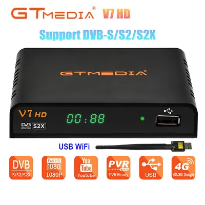 GTMedia V7 HD Satellite Receiver 1080P DVB-S2X/S2/S T2-MI AVS+ PowerVuBiss Key • $34.19