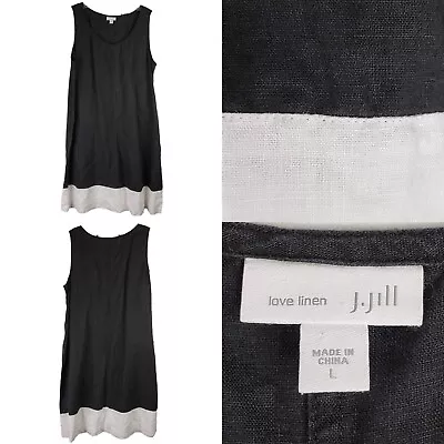 J. Jill Love Linen Dress Sleeveless Black Women's Size Large Linen Pockets • $32.99