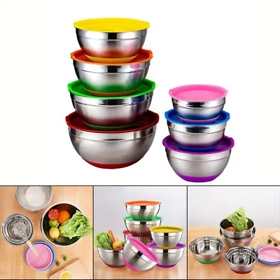 Stainless Steel Mixing Bowl With Lid Perfect For Food Storage And Mixing • £7.48