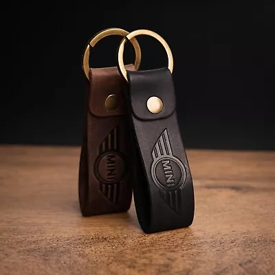 MINI COOPER Style Keyring Exclusive Leather Keychain Crazy Horse High Quality  • $13.83