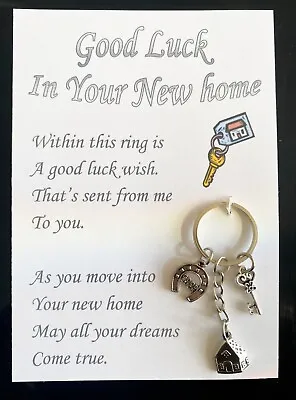 £5.99 • Buy Good Luck In Your New Home Card Keyring Gift, House Move, Horseshoe Key Charms