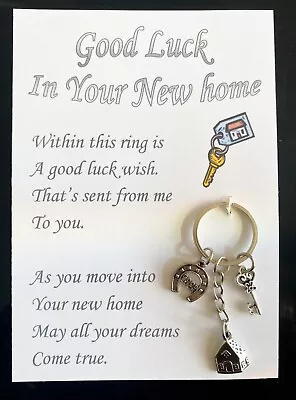 £5.99 • Buy Good Luck In Your New Home Card Keyring Gift, House Move, Horseshoe Key Charms