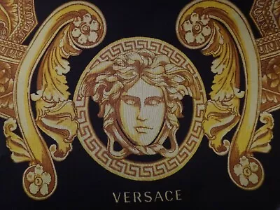 VERSACE Silk Scarf Lightweight Black Gold 70  X 26  NWT • $445