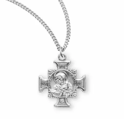 $59.99 • Buy Saint Francis Of Assisi / Saint Anthony Sterling Silver Maltese Cross Medal 