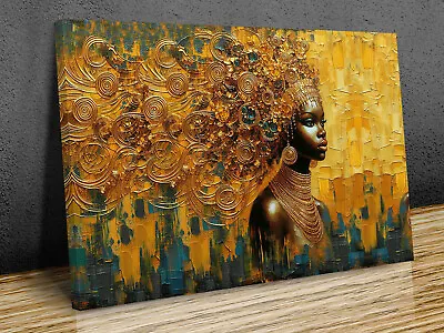 Beautiful Girl Golden Jewellery Abstract Background   Wall Mounted Canvas Print • £14.99