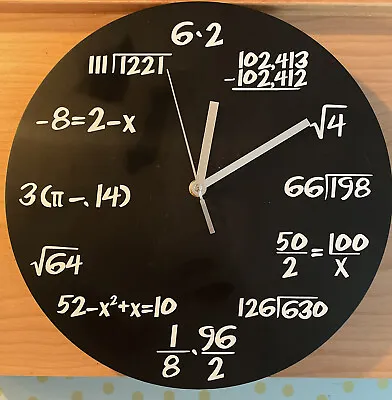 Unique Math Equation Wall Clock 12  Diameter Algebra Fun *works* • $16.50