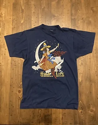 VTG Rare Promo Miller High Life Beer Moon Graphic T-Shirt Single Stitch Sz M • $199.99