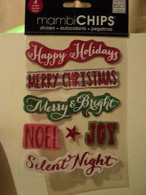 4 Sheets Mambi Chips Christmas Words & Phrases Chipboard Stickers Bnip **look** • £3.99