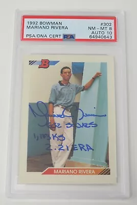 Mariano Rivera HOF Signed Autograph 1992 Bowman RC Rookie Card # 302 PSA 10 Auto • $749.99