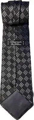 Charvet Place Vendome Silk Tie - Basketweave Pattern In Black And Silver • $30